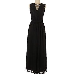 H&M Black Sheer Upper Maxi Dress with lining